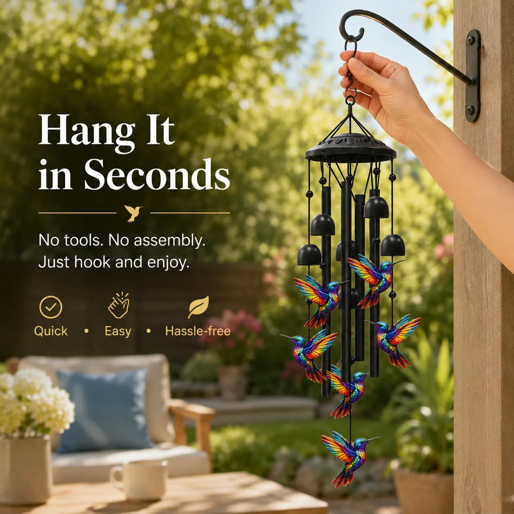 50%OFF 🔥Exquisite Hummingbird Wind Chimes Outdoor Garden Decor Hanging Ornament