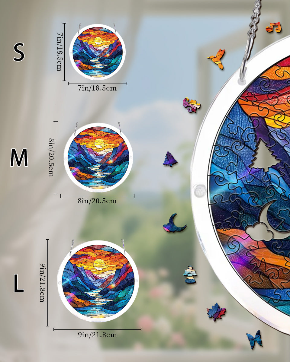 50%OFF 🔥Acrylic Jigsaw Puzzle Suncatcher - Moonlit Riverscape
