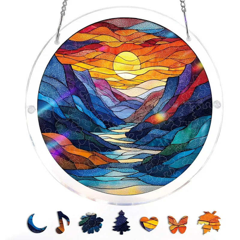 50%OFF 🔥Acrylic Jigsaw Puzzle Suncatcher - Moonlit Riverscape