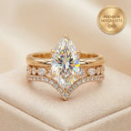 The Timeless Elegance: Pear Cut Moissanite Crown Ring Set--Last Day Sale-90% OFF🔥