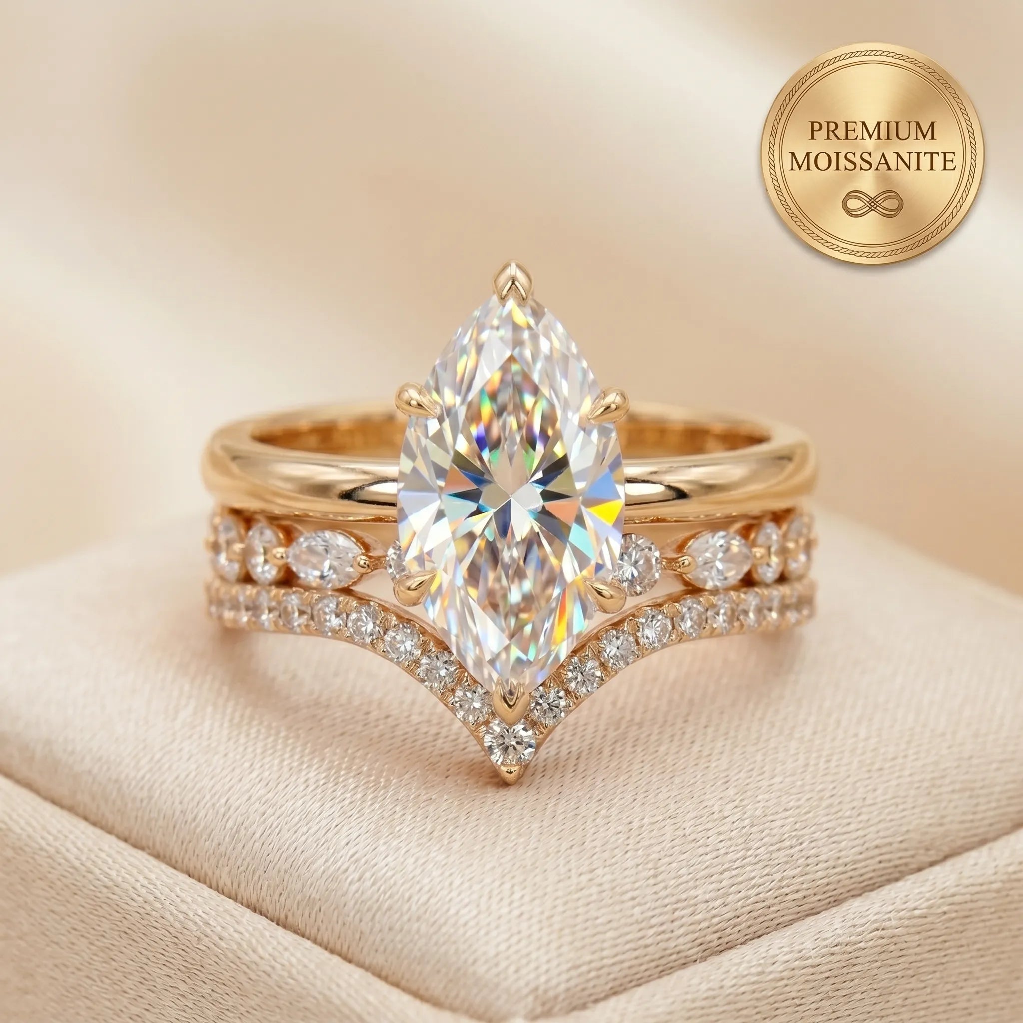 The Timeless Elegance: Pear Cut Moissanite Crown Ring Set--Last Day Sale-90% OFF🔥