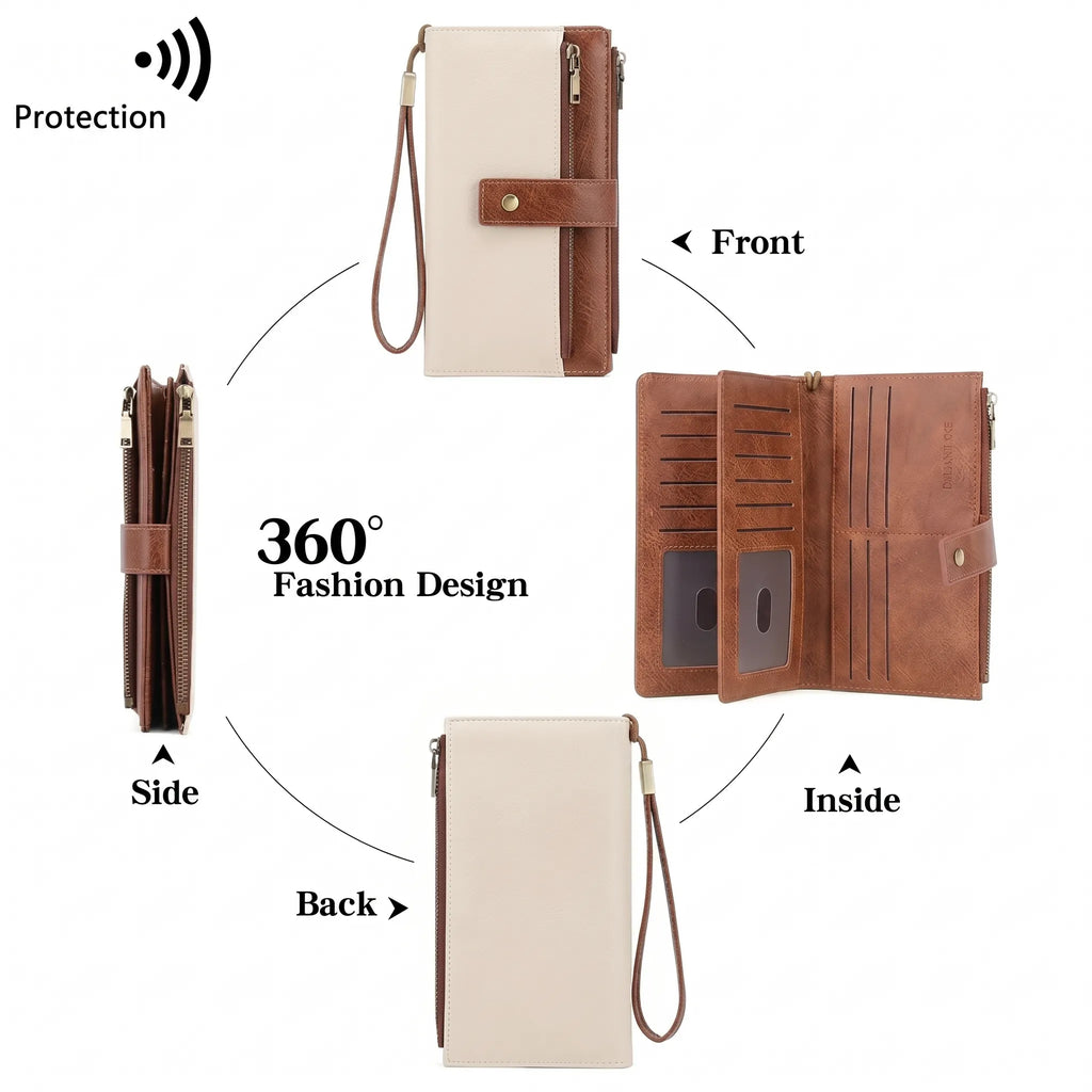 🔥Last Day 49% OFF-Women's long wallet, stylish clutch, elegant solid color blocking wallet