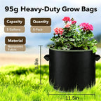 🌱 5-Pack 5 Gallon Grow Bags – Heavy Duty Aeration Fabric Pots with Handles for Vegetables, Flowers & Fruits 🪴