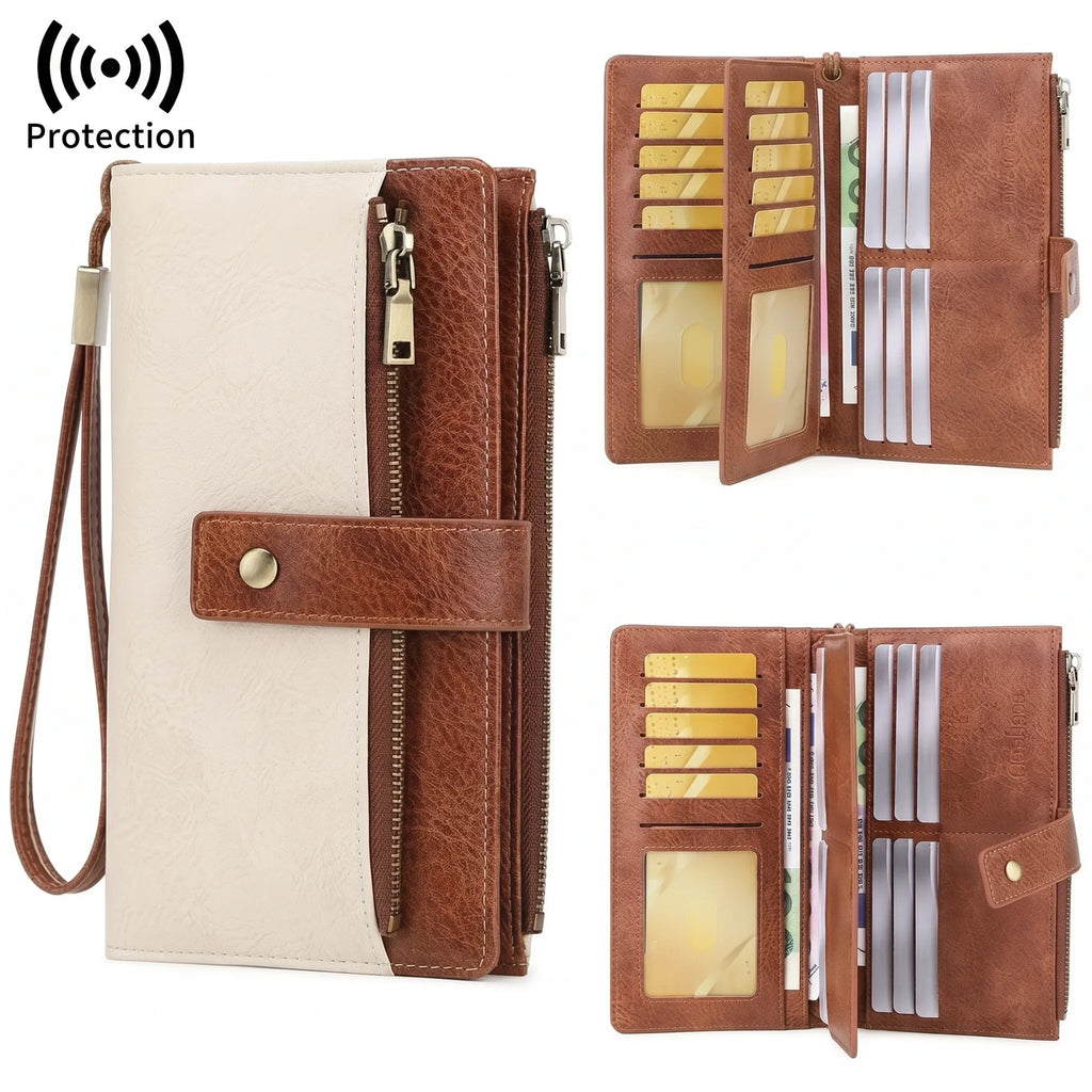 🔥Last Day 49% OFF-Women's long wallet, stylish clutch, elegant solid color blocking wallet