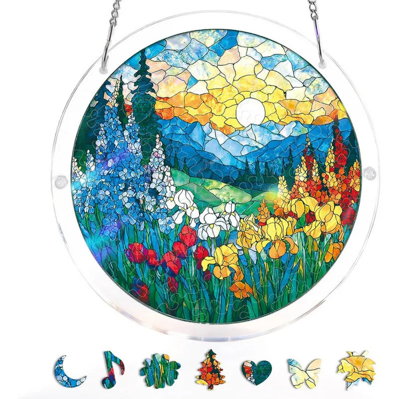 50%OFF 🔥Acrylic Jigsaw Puzzle Suncatcher - Moonlit Riverscape