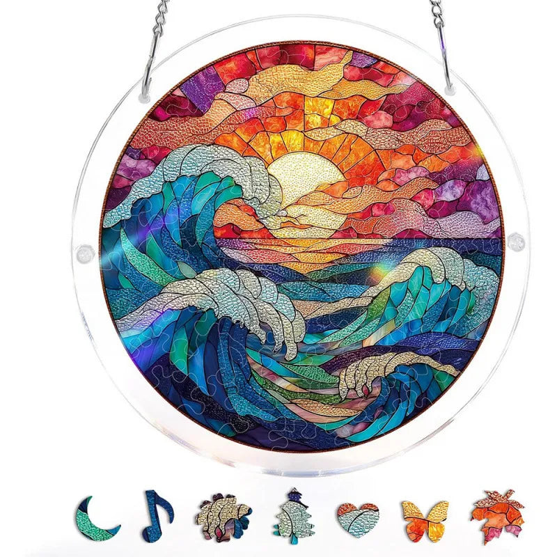 50%OFF 🔥Acrylic Jigsaw Puzzle Suncatcher - Moonlit Riverscape