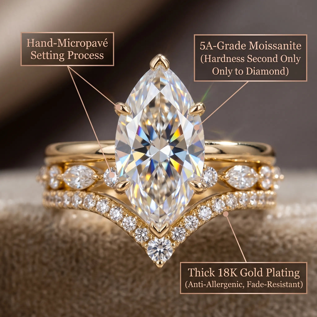 The Timeless Elegance: Pear Cut Moissanite Crown Ring Set--Last Day Sale-90% OFF🔥