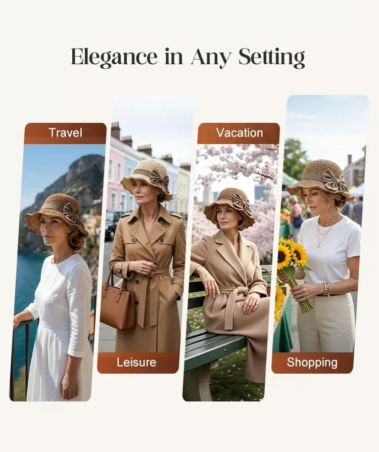 50%OFF 🔥Foldable Summer Straw Hat with Bow - Compact Travel Beach Hat