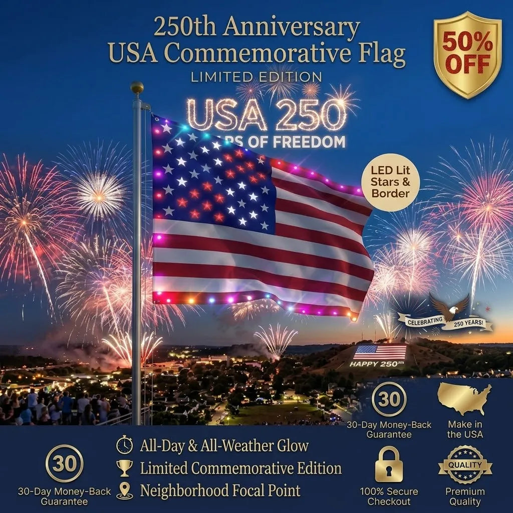 Last Day 50% OFF🔥 ： Illuminated 250th Anniversary USA Commemorative Flag - Premium LED Edition (3x5 Ft) -Bestseller