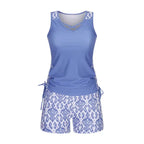LAST DAY 90% OFF -  Women's 2-Piece Tummy Control Tankini Set with Built-In Bra – Flattering Boho Swimwear with Shorts