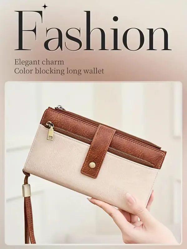 🔥Last Day 49% OFF-Women's long wallet, stylish clutch, elegant solid color blocking wallet