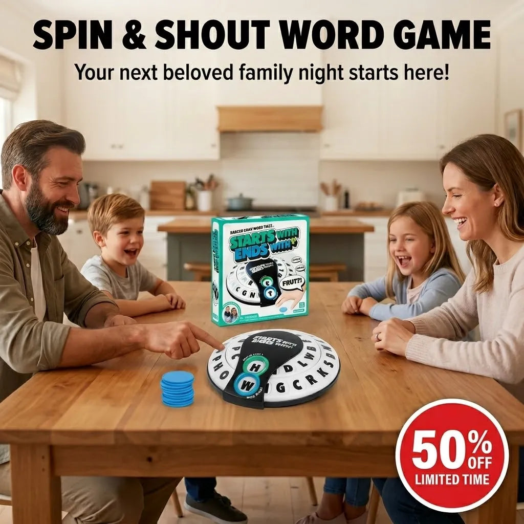 50%OFF 🔥Ultimate Family Night Word Game, Fast-Paced Spin and Guess Educational Board Game, Screen-Free Fun for Kids and Adults