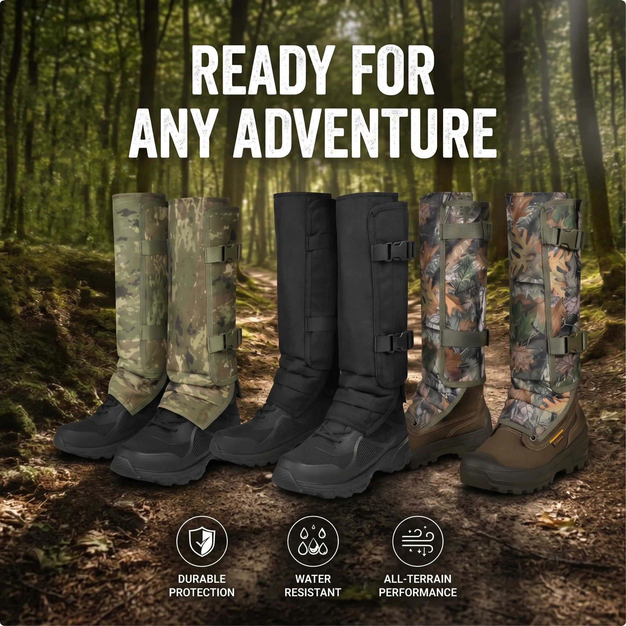 50%OFF 🔥Heavy Duty Waterproof Leg Gaiters for Hiking & Hunting, All-Terrain Tear-Resistant Protective Boot Covers