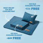 50%OFF 🔥3-in-1 Summer Pet Cooling Bed Set - Ice Silk Mat, Sheet & Pillow for Dogs