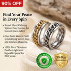 🔥 LAST DAY 90% OFF: One-Braid Woven Calming Mindfulness 100% Pure Titanium Woven Chain Spinner Ring in Medical-Grade Titanium