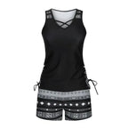 LAST DAY 90% OFF -  Women's 2-Piece Tummy Control Tankini Set with Built-In Bra – Flattering Boho Swimwear with Shorts