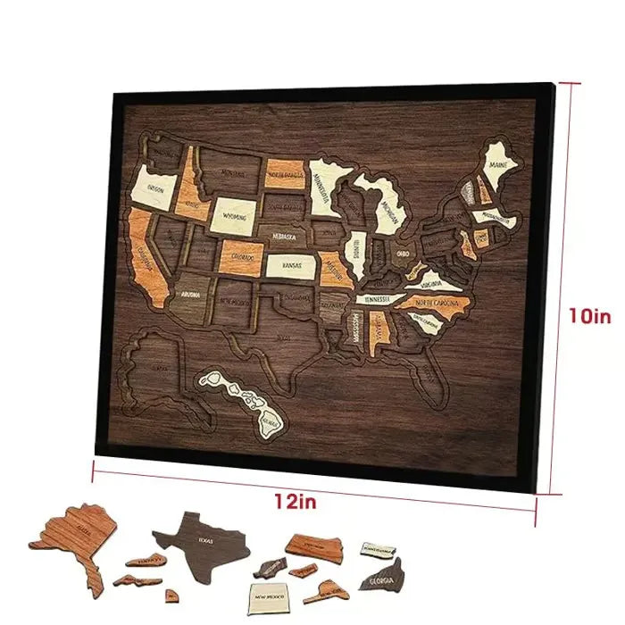 50% OFF🔥Wooden USA Travel Map Puzzle🧩A Stylish Way to Track Your Journey & Memories