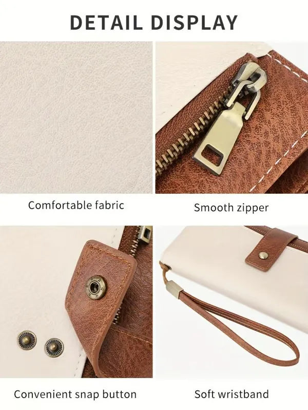 🔥Last Day 49% OFF-Women's long wallet, stylish clutch, elegant solid color blocking wallet