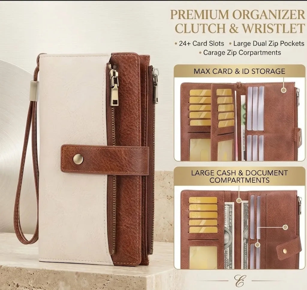 🔥Last Day 50% OFF-Women's long wallet, stylish clutch, elegant solid color blocking wallet