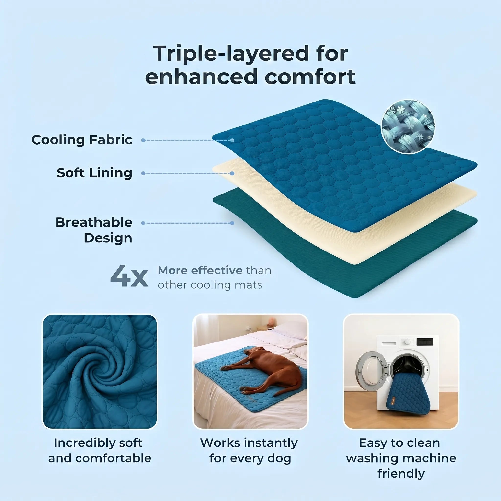 50%OFF 🔥3-in-1 Summer Pet Cooling Bed Set - Ice Silk Mat, Sheet & Pillow for Dogs