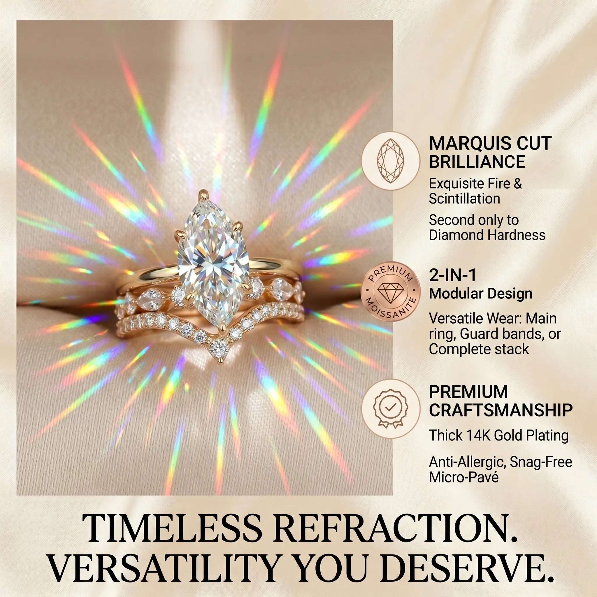 The Timeless Elegance: Pear Cut Moissanite Crown Ring Set--Last Day Sale-90% OFF🔥