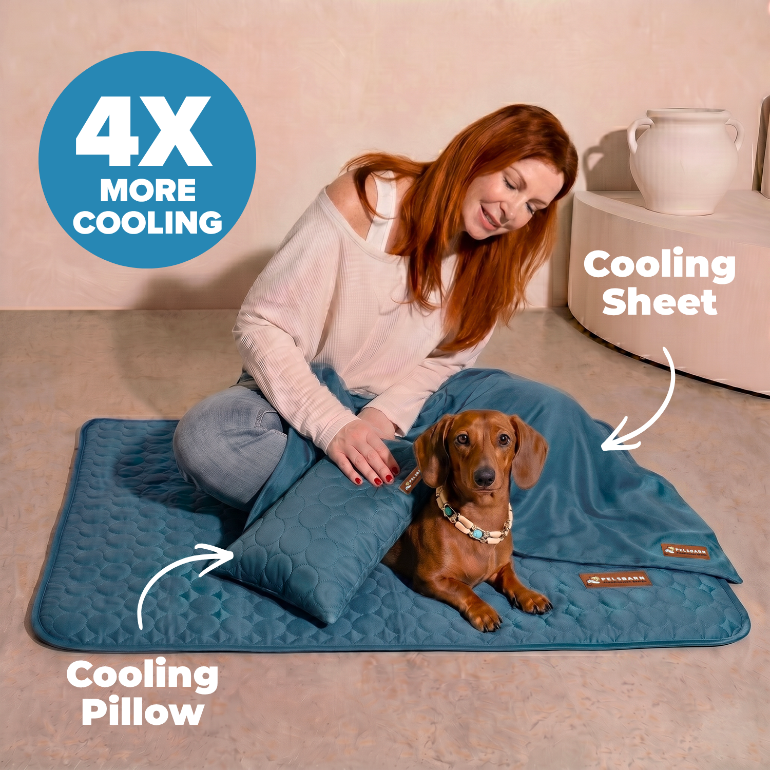 50%OFF 🔥3-in-1 Summer Pet Cooling Bed Set - Ice Silk Mat, Sheet & Pillow for Dogs