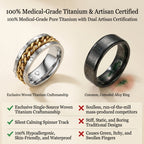 🔥 LAST DAY 90% OFF: One-Braid Woven Calming Mindfulness 100% Pure Titanium Woven Chain Spinner Ring in Medical-Grade Titanium