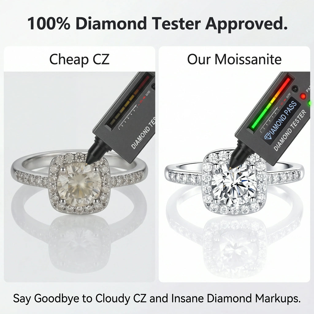 🔥🔥 FLASH SALE: Flawless Cushion Halo Moissanite Ring - 3EX Cut & Platinum Plated