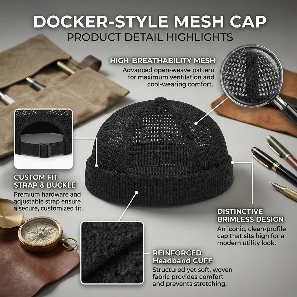 50% OFF🔥Men’s Breathable Brimless Docker Hat – Lightweight Mesh Skull Cap for Summer Outdoor Wear