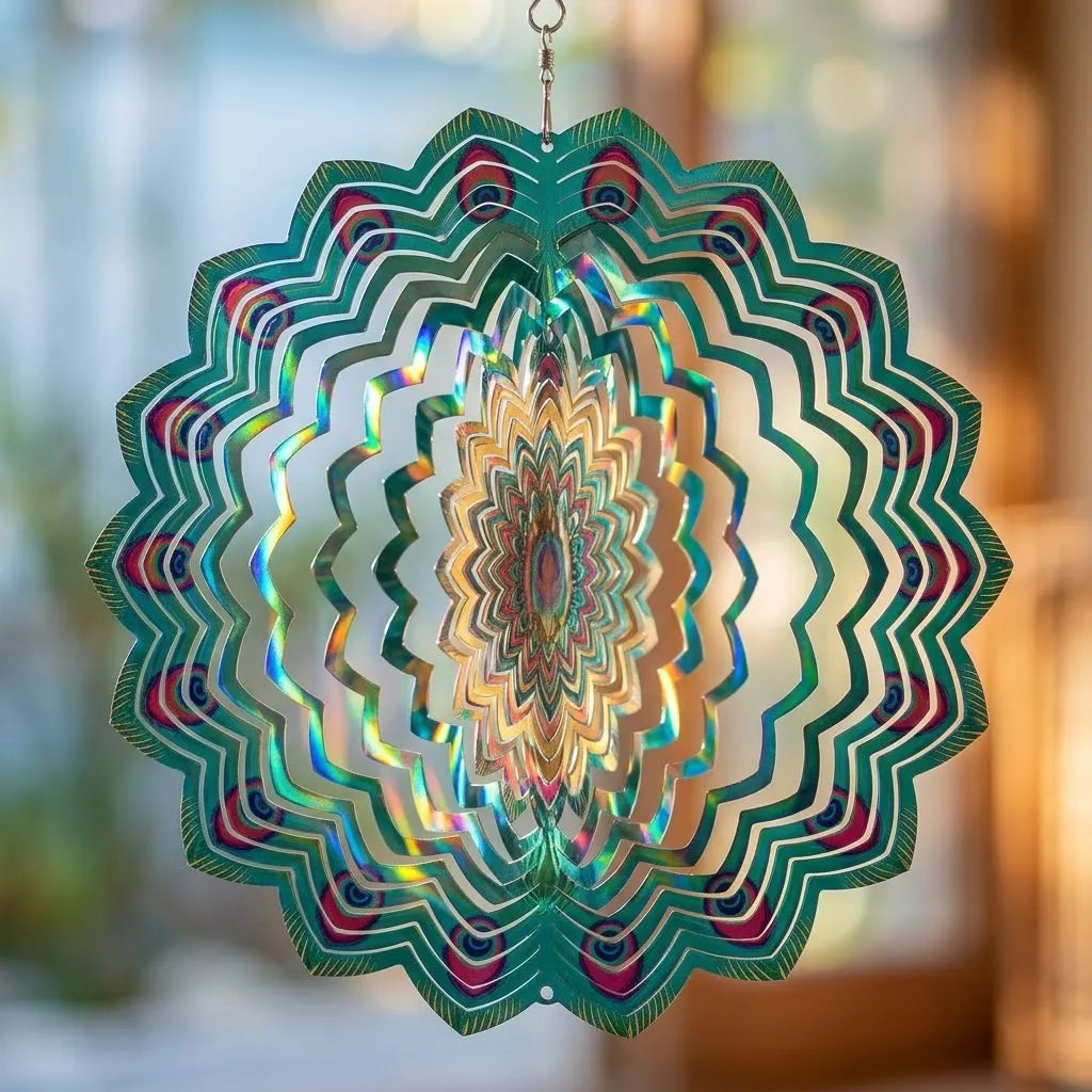 Peacock MANDALA Art Wind Spinner. Spinning Decoration. Metal Wind Spinner. Garden Spinner. Unique Wind Spinner. Garden Spinner Gift