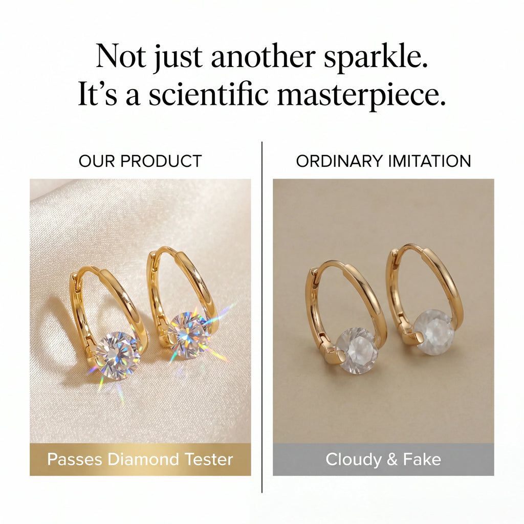 🔥 LAST DAY 90% OFF: The Signature "Everlasting Brilliance" 18K Gold Huggies