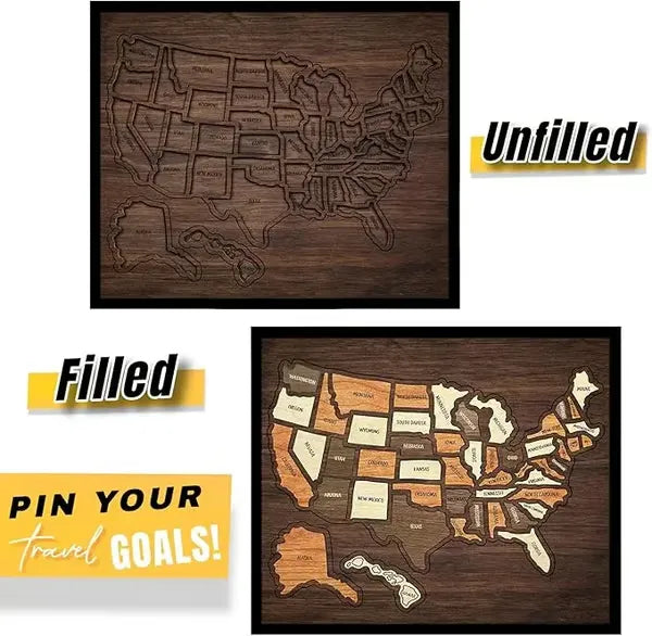 50% OFF🔥Wooden USA Travel Map Puzzle🧩A Stylish Way to Track Your Journey & Memories