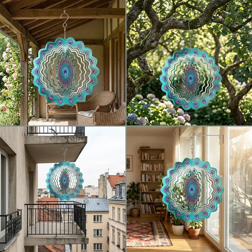 Peacock MANDALA Art Wind Spinner. Spinning Decoration. Metal Wind Spinner. Garden Spinner. Unique Wind Spinner. Garden Spinner Gift