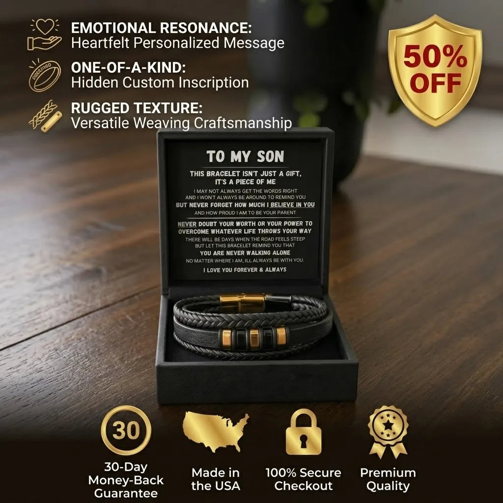 50% OFF🔥To My Son - Never Alone - Braided Bracelet Set
