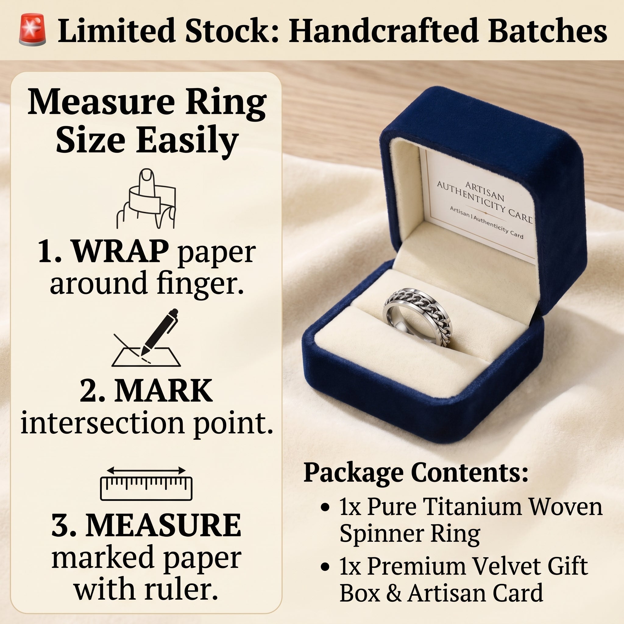 🔥 LAST DAY 90% OFF: One-Braid Woven Calming Mindfulness 100% Pure Titanium Woven Chain Spinner Ring in Medical-Grade Titanium