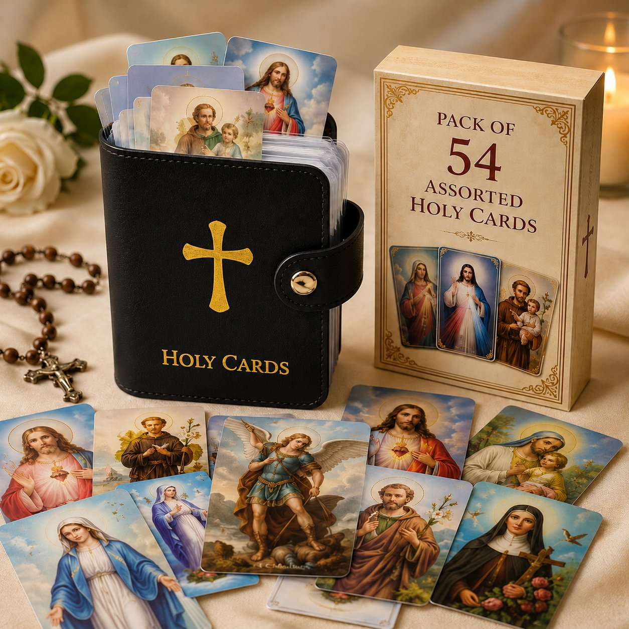 50%OFF 🔥✝️ Catholic Genuine Leather Holy Card Holder – Pocket Prayer Card Organizer with Snap Closure
