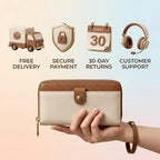 🔥Last Day 50% OFF-Women's long wallet, stylish clutch, elegant solid color blocking wallet