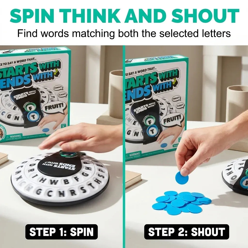 50%OFF 🔥Ultimate Family Night Word Game, Fast-Paced Spin and Guess Educational Board Game, Screen-Free Fun for Kids and Adults