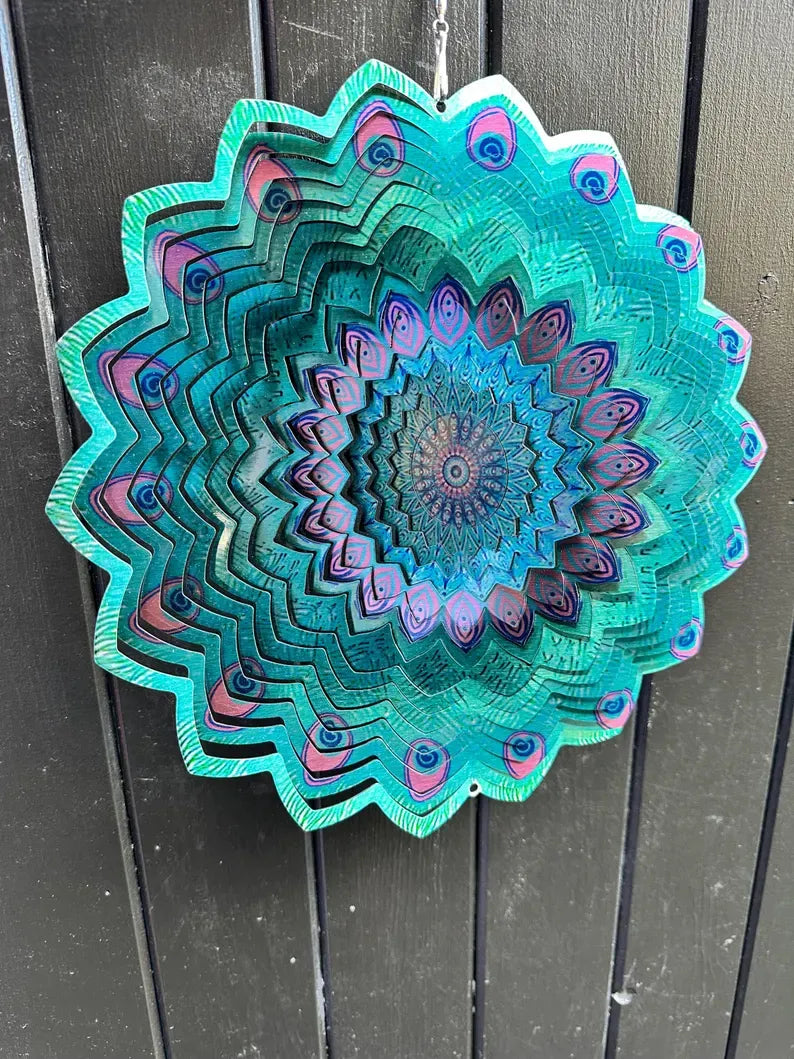 Peacock MANDALA Art Wind Spinner. Spinning Decoration. Metal Wind Spinner. Garden Spinner. Unique Wind Spinner. Garden Spinner Gift