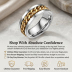 🔥 LAST DAY 90% OFF: One-Braid Woven Calming Mindfulness 100% Pure Titanium Woven Chain Spinner Ring in Medical-Grade Titanium