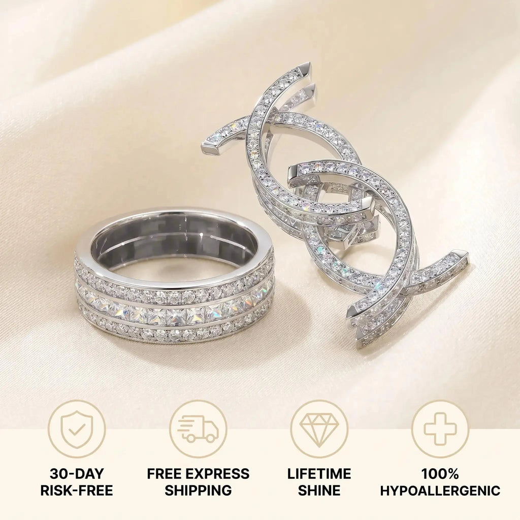 🔥 LAST DAY 90% OFF: Kinetic Foldable Triple-Track Quiet Luxury Moissanite Eternity Magic Ring in Solid 925 Pure Silver