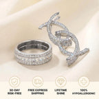 🔥 LAST DAY 90% OFF: Kinetic Foldable Triple-Track Quiet Luxury Moissanite Eternity Magic Ring in Solid 925 Pure Silver