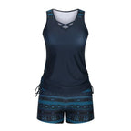 LAST DAY 90% OFF -  Women's 2-Piece Tummy Control Tankini Set with Built-In Bra – Flattering Boho Swimwear with Shorts