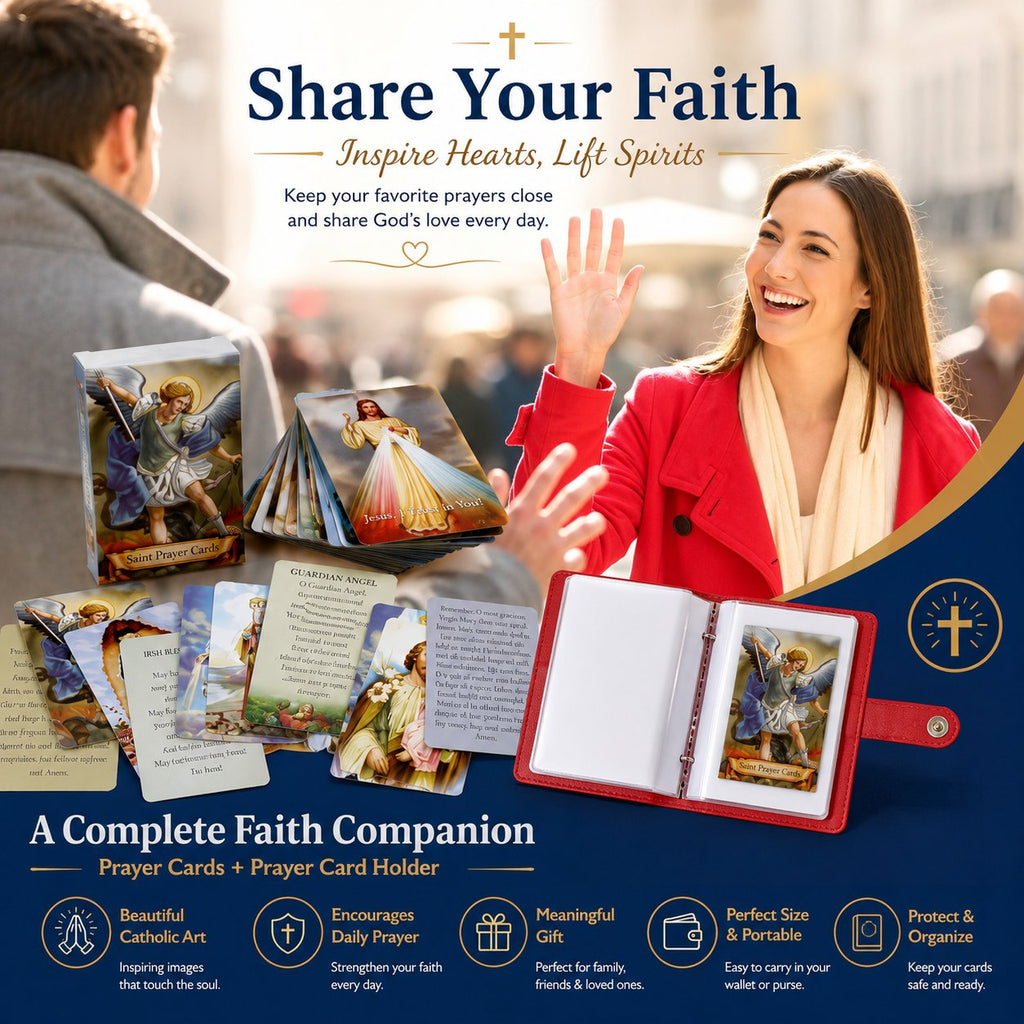 50%OFF 🔥✝️ Catholic Genuine Leather Holy Card Holder – Pocket Prayer Card Organizer with Snap Closure