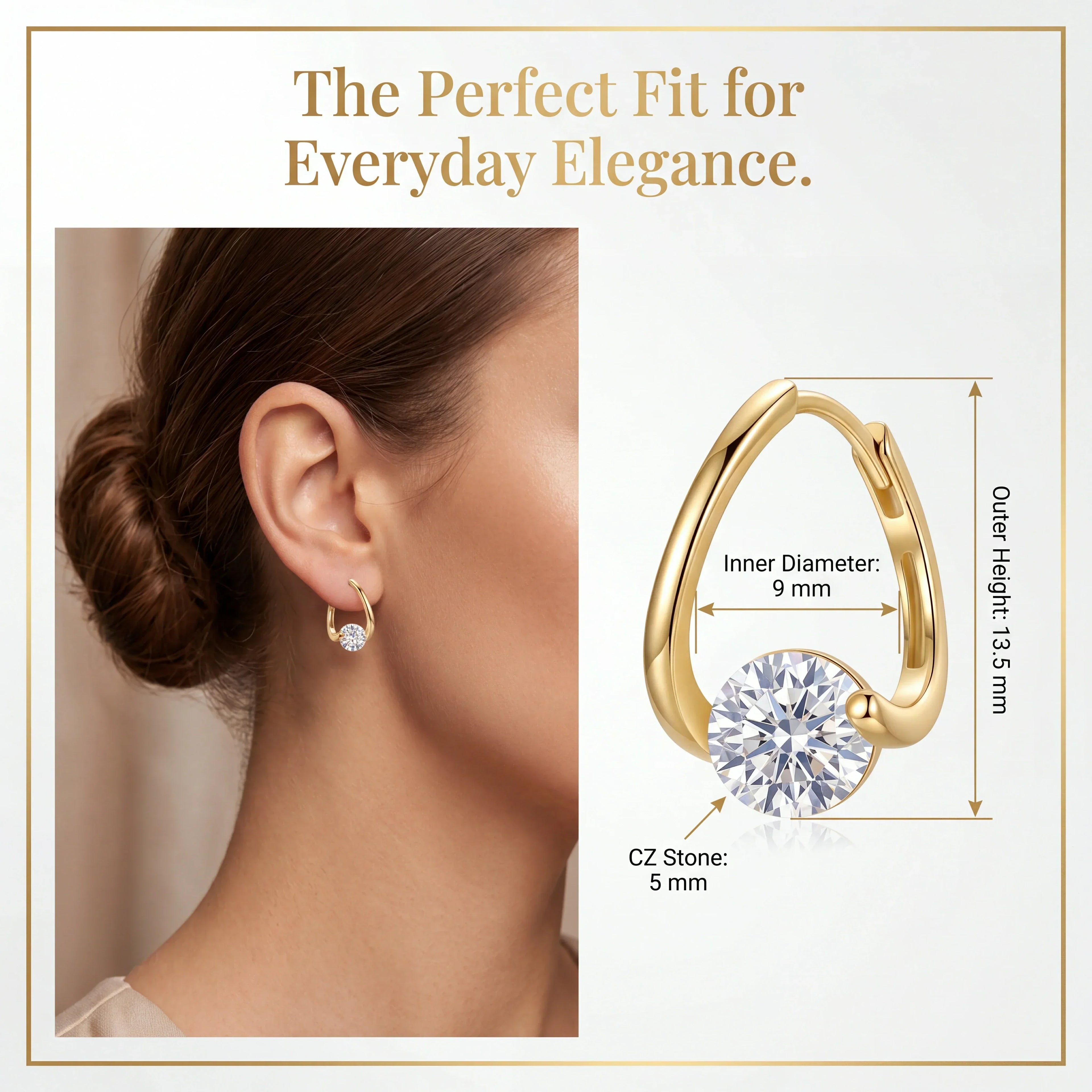 🔥 LAST DAY 90% OFF: The Signature "Everlasting Brilliance" 18K Gold Huggies