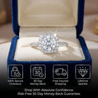 🔥🔥 FLASH SALE: Flawless Cushion Halo Moissanite Ring - 3EX Cut & Platinum Plated