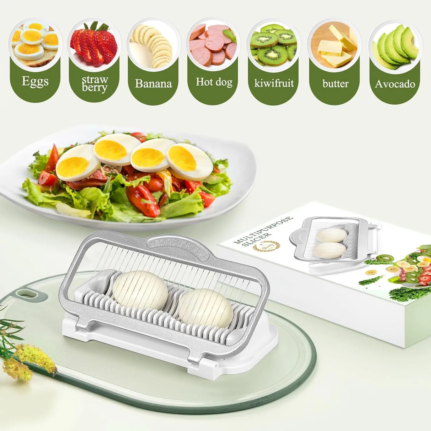 50%OFF 🔥Heavy Duty Multipurpose Egg & Fruit Slicer with Stainless Steel Wires
