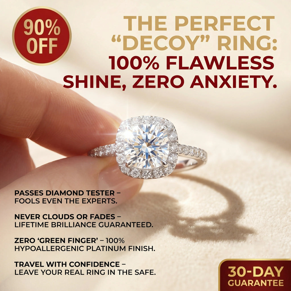 🔥🔥 FLASH SALE: Flawless Cushion Halo Moissanite Ring - 3EX Cut & Platinum Plated