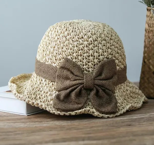 50%OFF 🔥Foldable Summer Straw Hat with Bow - Compact Travel Beach Hat
