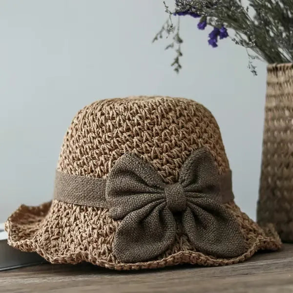 50%OFF 🔥Foldable Summer Straw Hat with Bow - Compact Travel Beach Hat